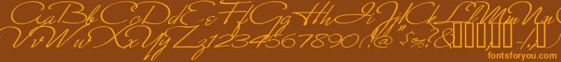 MonikaItalic Font – Orange Fonts on Brown Background