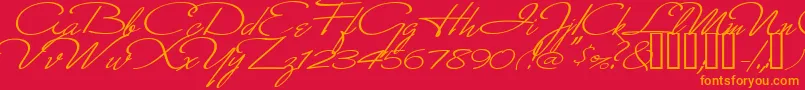 MonikaItalic Font – Orange Fonts on Red Background