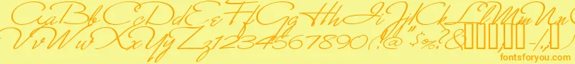 Więcej informacji o czcionce MonikaItalic Czcionka MonikaItalic – pomarańczowe czcionki na żółtym tle