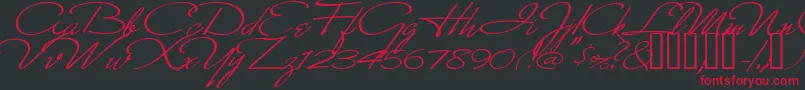 MonikaItalic Font – Red Fonts on Black Background