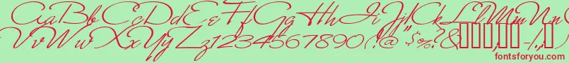 MonikaItalic Font – Red Fonts on Green Background