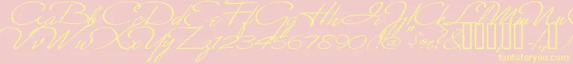 MonikaItalic Font – Yellow Fonts on Pink Background