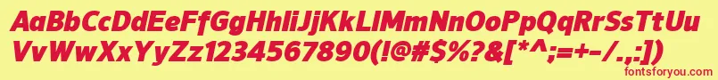NuorderBlackitalic Font – Red Fonts on Yellow Background