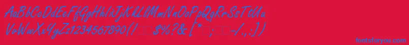 Weitere Informationen zur FreestyleScriptLt-Schriftart FreestyleScriptLt-Schriftart – Blaue Schriften auf rotem Hintergrund