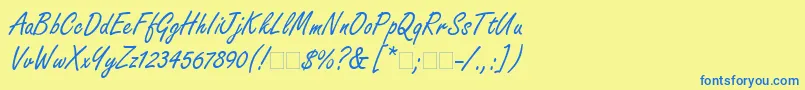 Czcionka FreestyleScriptLt – niebieskie czcionki na żółtym tle
