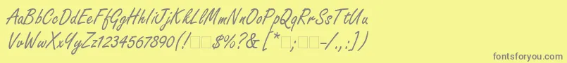 FreestyleScriptLt-Schriftart – Graue Schriften auf gelbem Hintergrund