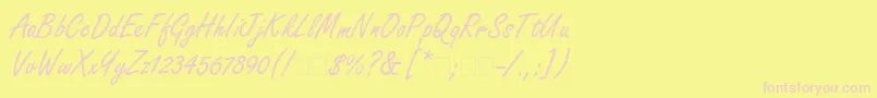 FreestyleScriptLt-fontti – vaaleanpunaiset fontit keltaisella taustalla