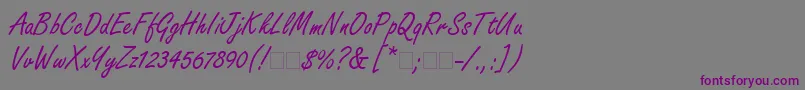 フォントFreestyleScriptLt – 紫色のフォント、灰色の背景
