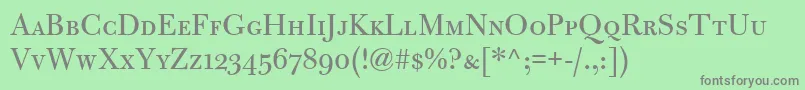 BulmerMtRegularSc-Schriftart – Graue Schriften auf grünem Hintergrund