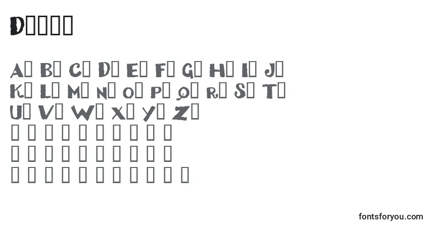 Czcionka Dizzb – alfabet, cyfry, specjalne znaki