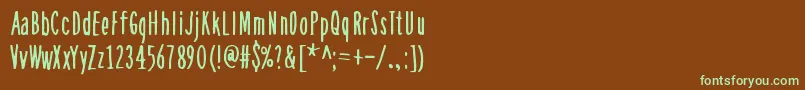 フォントAsSoonAsPossible – 緑色の文字が茶色の背景にあります。