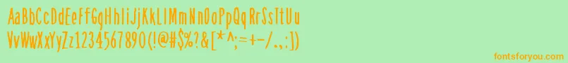 フォントAsSoonAsPossible – オレンジの文字が緑の背景にあります。