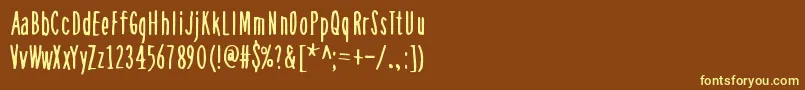 AsSoonAsPossible-fontti – keltaiset fontit ruskealla taustalla