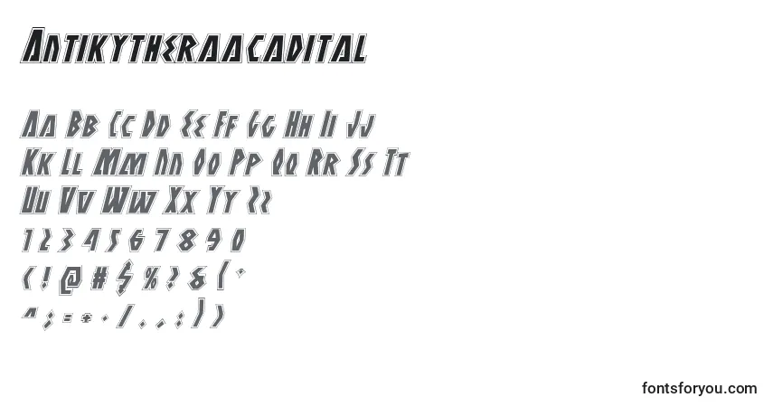 Czcionka Antikytheraacadital – alfabet, cyfry, specjalne znaki
