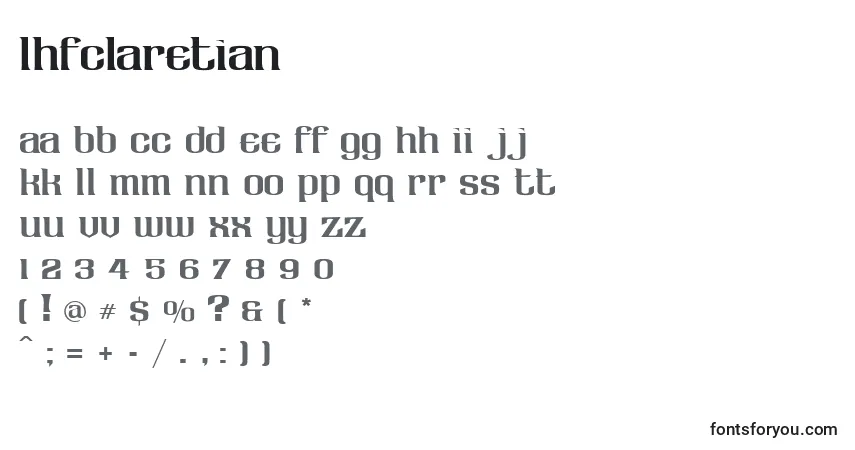 Czcionka LhfClaretian – alfabet, cyfry, specjalne znaki