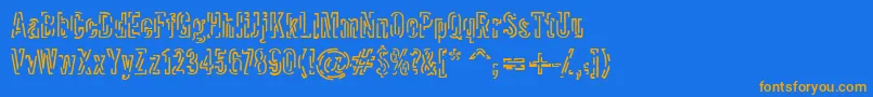 Packet-Schriftart – Orangefarbene Schriften auf blauem Hintergrund