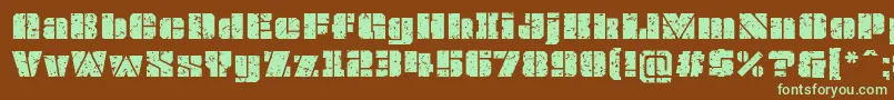 OvrkllGrunge-fontti – vihreät fontit ruskealla taustalla