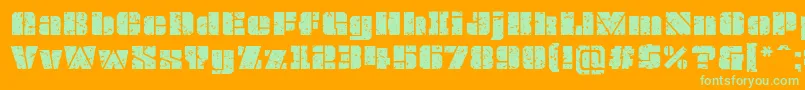 Czcionka OvrkllGrunge – zielone czcionki na pomarańczowym tle