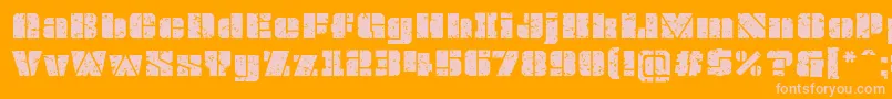 OvrkllGrunge-Schriftart – Rosa Schriften auf orangefarbenem Hintergrund