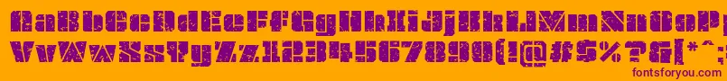 OvrkllGrunge-Schriftart – Violette Schriften auf orangefarbenem Hintergrund