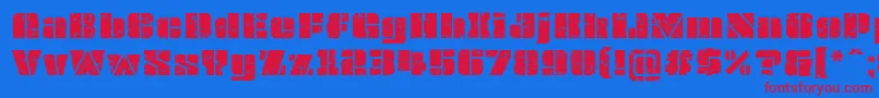 OvrkllGrunge Font – Red Fonts on Blue Background