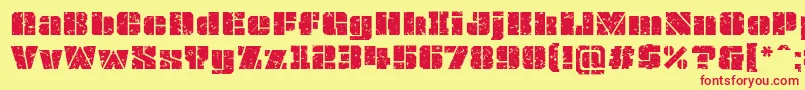 OvrkllGrunge-Schriftart – Rote Schriften auf gelbem Hintergrund