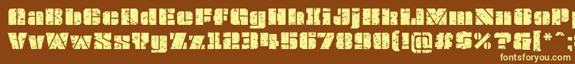 OvrkllGrunge-fontti – keltaiset fontit ruskealla taustalla