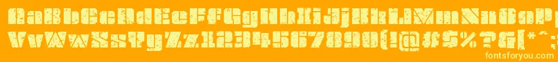 Шрифт OvrkllGrunge – жёлтые шрифты на оранжевом фоне