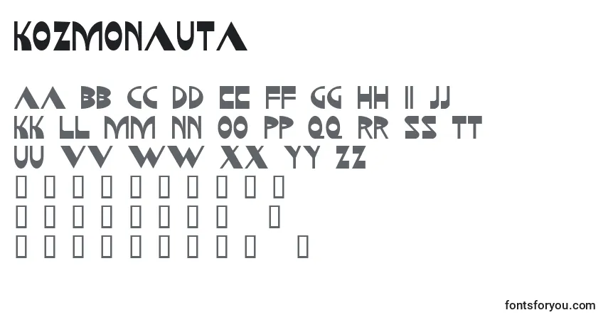 Kozmonauta-fontti – aakkoset, numerot, erikoismerkit