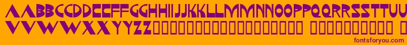 Kozmonauta-Schriftart – Violette Schriften auf orangefarbenem Hintergrund