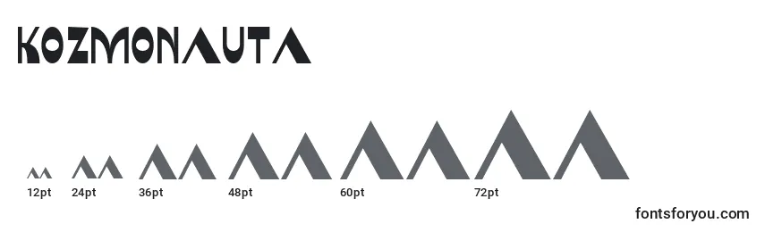 Размеры шрифта Kozmonauta