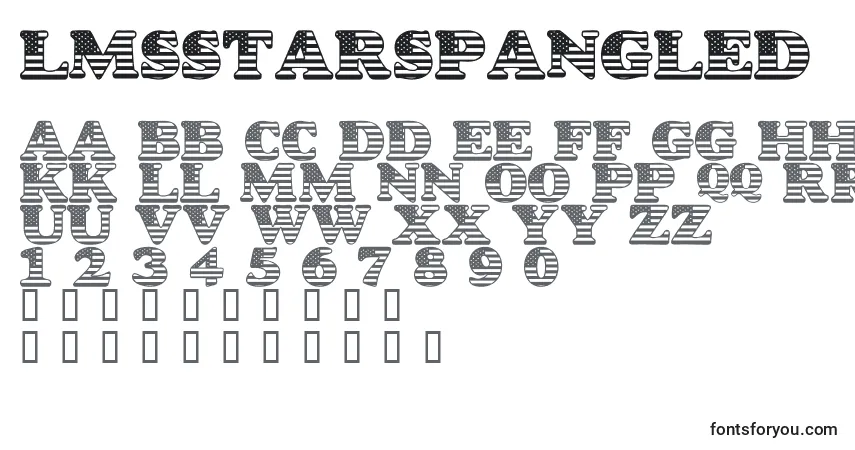 Schriftart LmsStarSpangled – Alphabet, Zahlen, spezielle Symbole