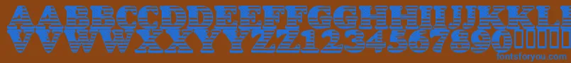 LmsStarSpangled-Schriftart – Blaue Schriften auf braunem Hintergrund