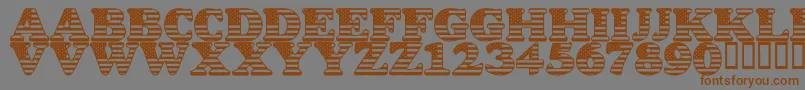 フォントLmsStarSpangled – 茶色の文字が灰色の背景にあります。