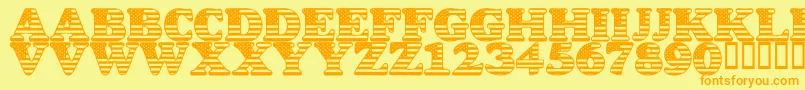 LmsStarSpangled-Schriftart – Orangefarbene Schriften auf gelbem Hintergrund