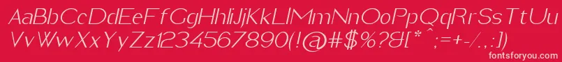 Fonte ImeldaLightItalic – fontes rosa em um fundo vermelho