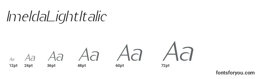 Размеры шрифта ImeldaLightItalic