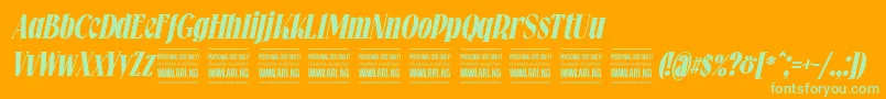 Falkinserifbolditalicpersonal Font – Green Fonts on Orange Background