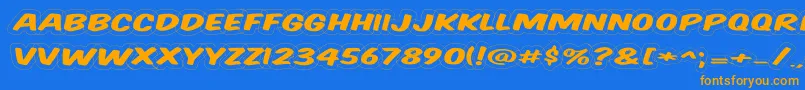 Komtitwr Font – Orange Fonts on Blue Background