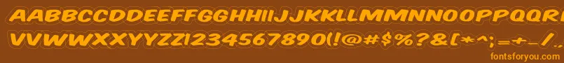 Komtitwr-Schriftart – Orangefarbene Schriften auf braunem Hintergrund