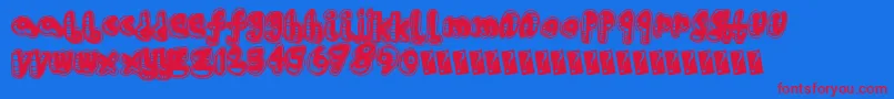 Czcionka Houserave – czerwone czcionki na niebieskim tle