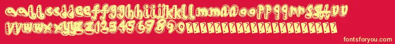 Houserave-Schriftart – Gelbe Schriften auf rotem Hintergrund