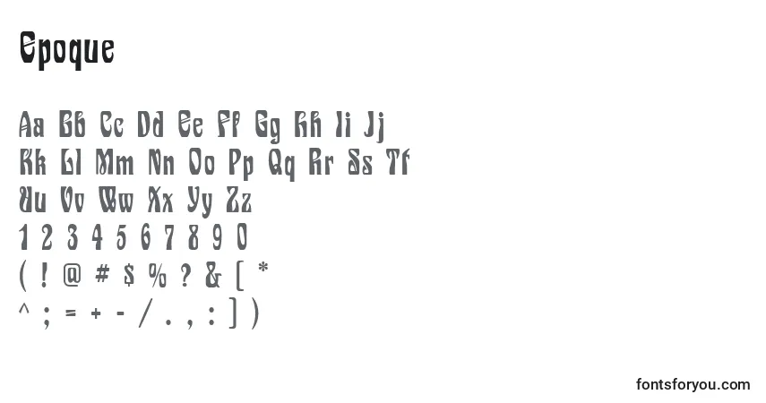 Czcionka Epoque – alfabet, cyfry, specjalne znaki