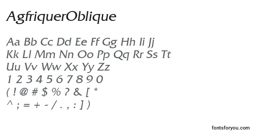 AgfriquerOblique-fontti – aakkoset, numerot, erikoismerkit
