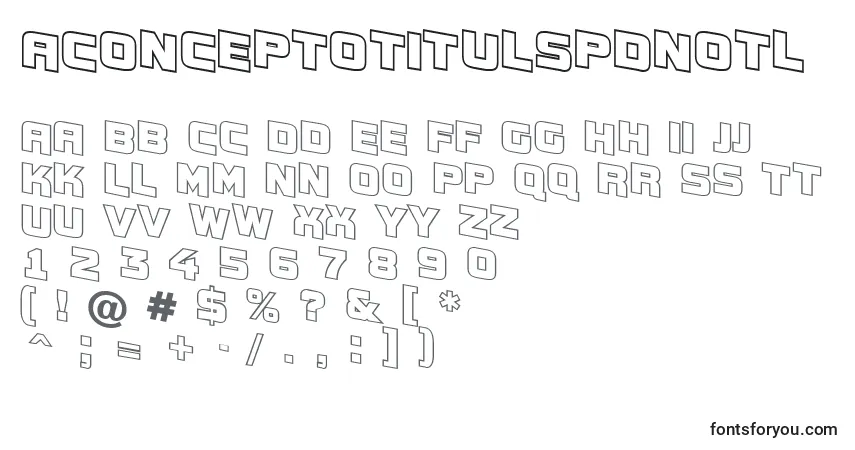 Schriftart AConceptotitulspdnotl – Alphabet, Zahlen, spezielle Symbole