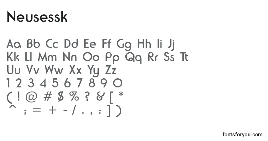 Шрифт Neusessk – алфавит, цифры, специальные символы