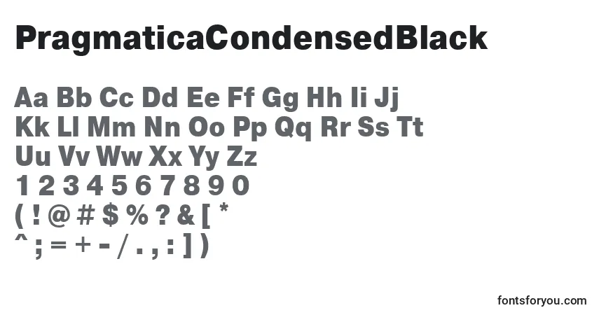 Czcionka PragmaticaCondensedBlack – alfabet, cyfry, specjalne znaki