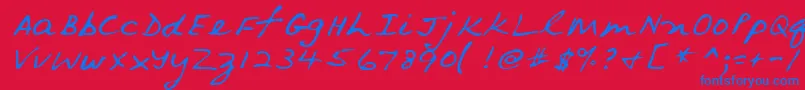 Lehn079 Font – Blue Fonts on Red Background