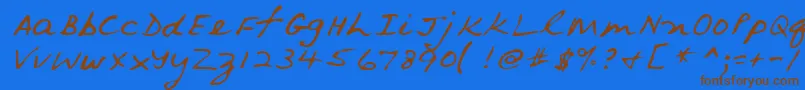 Lehn079 Font – Brown Fonts on Blue Background