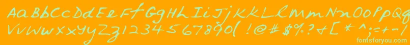 Lehn079 Font – Green Fonts on Orange Background